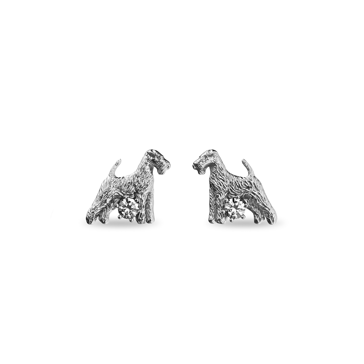 'Airedale Terrier' Diamond Earrings