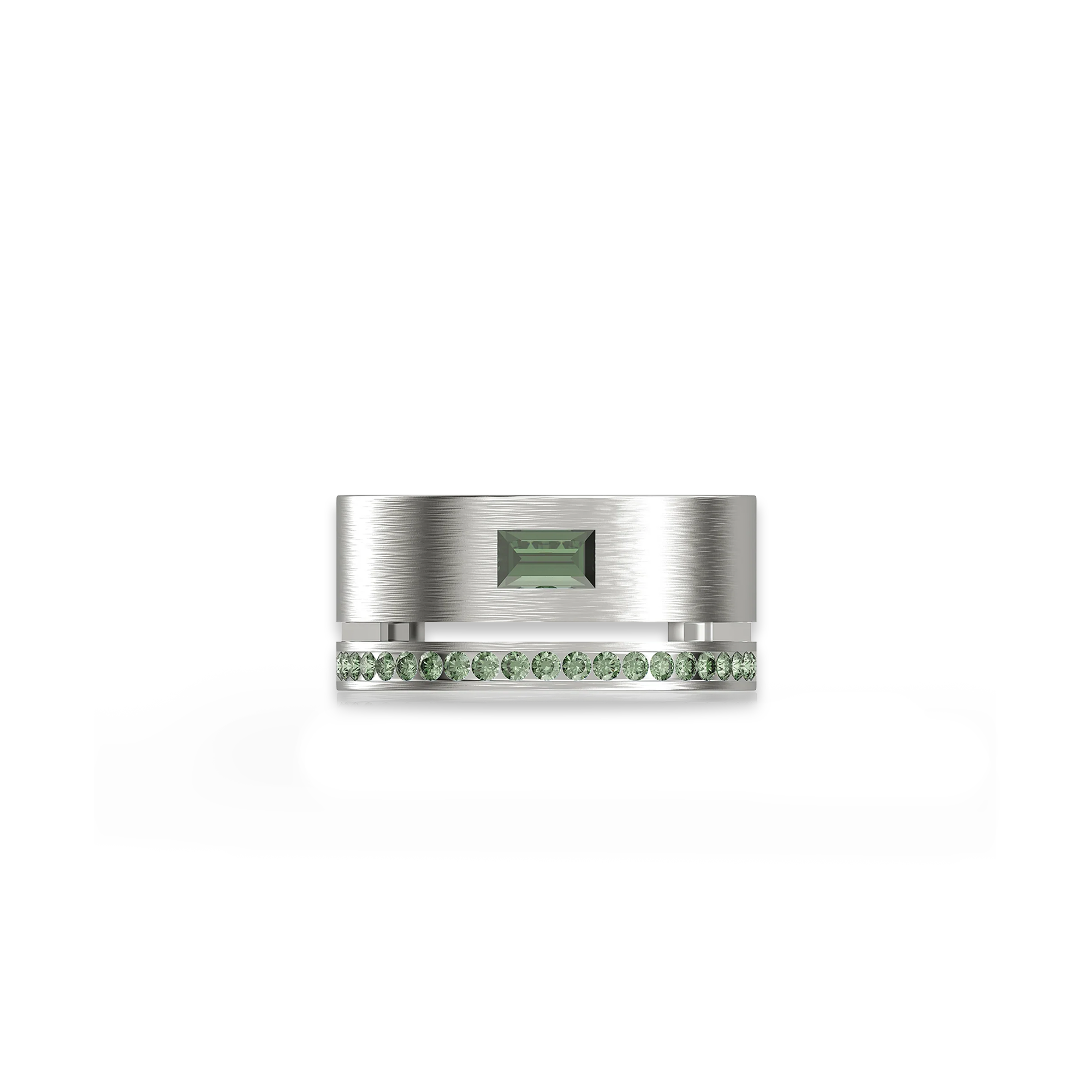 Timeless Gemstone Wide Promise Ring white gold green#color_18k-white-gold-vermeil-green-gemstone