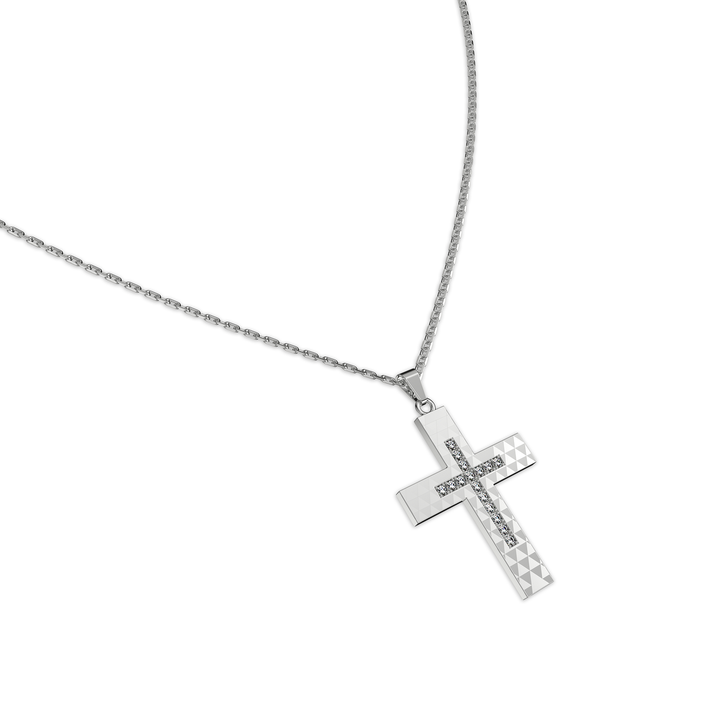 Triad Signature Diamond Cross Pendant