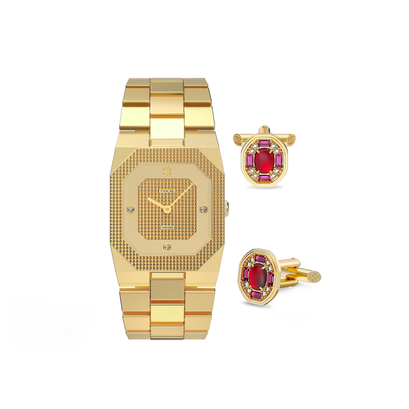 Octagonal Clou de Paris Diamond Watch Gift Set in Golden Spring - PASCAL