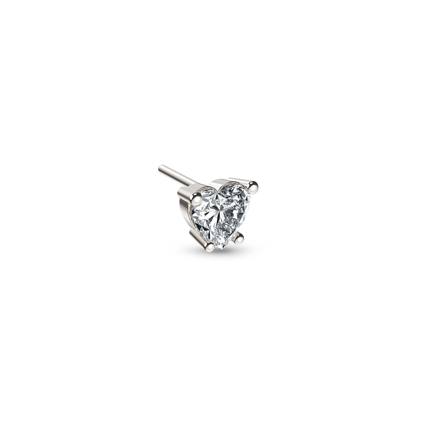 Boucle d'oreille solitaire diamant taille cœur, 0,5 ct