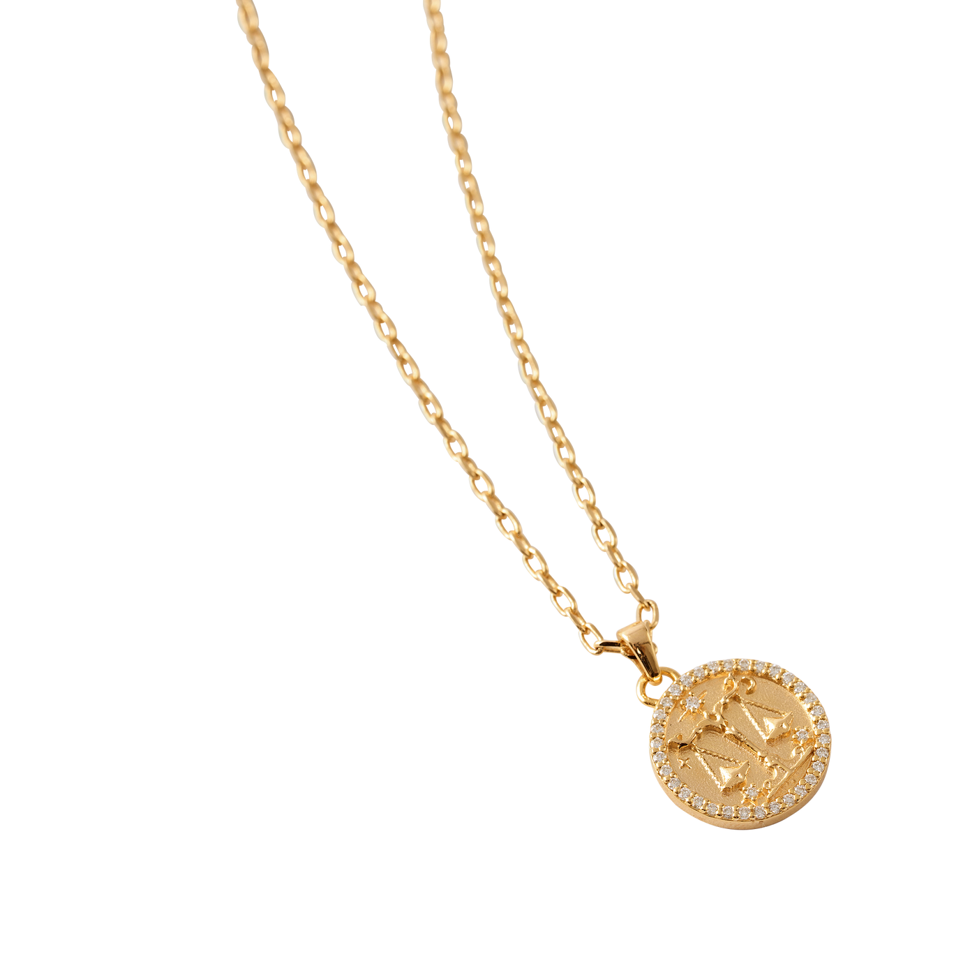 Libra Amulet Pendant With Pave Diamond Rim