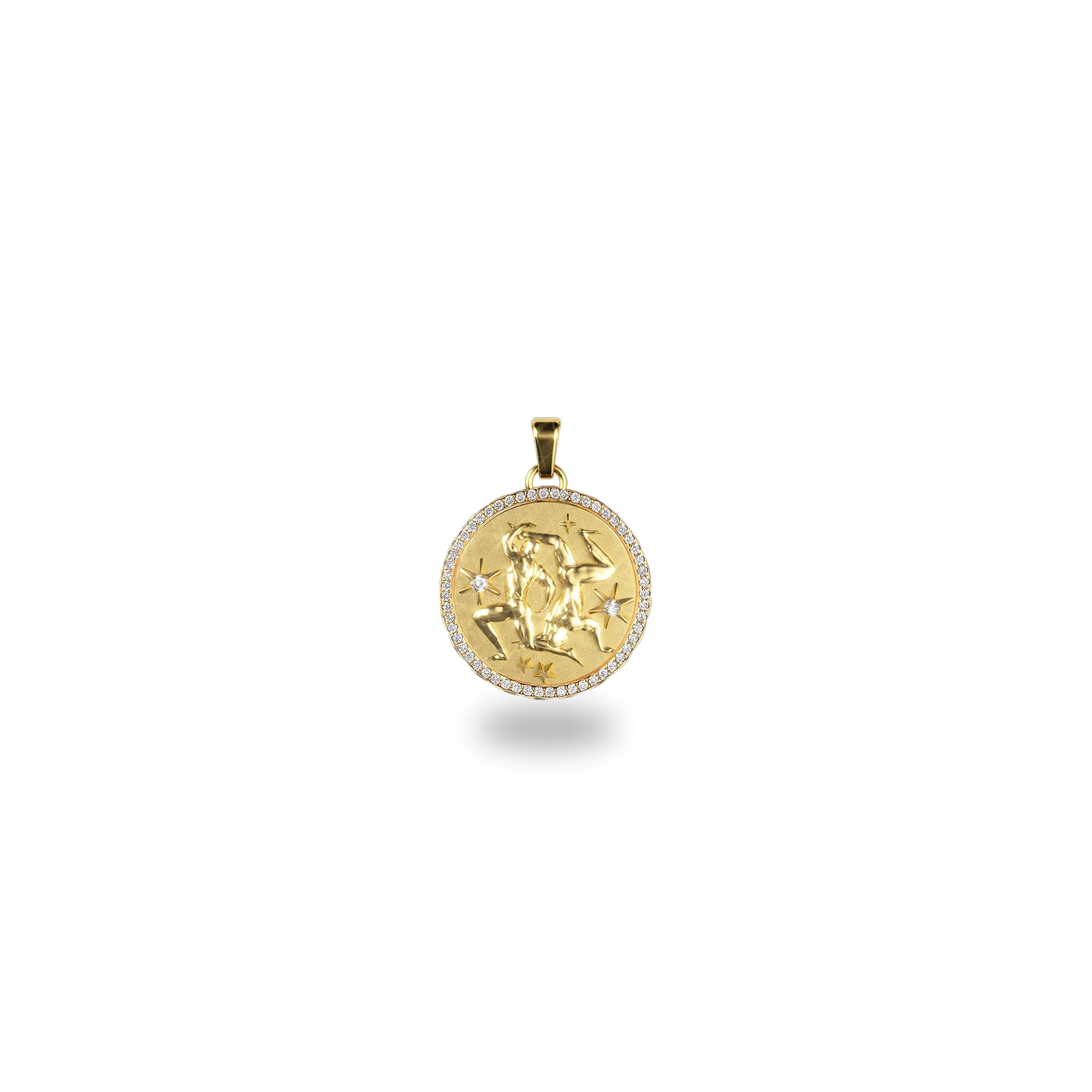 Gemini Amulet Pendant With Pave Diamond Rim - PASCAL