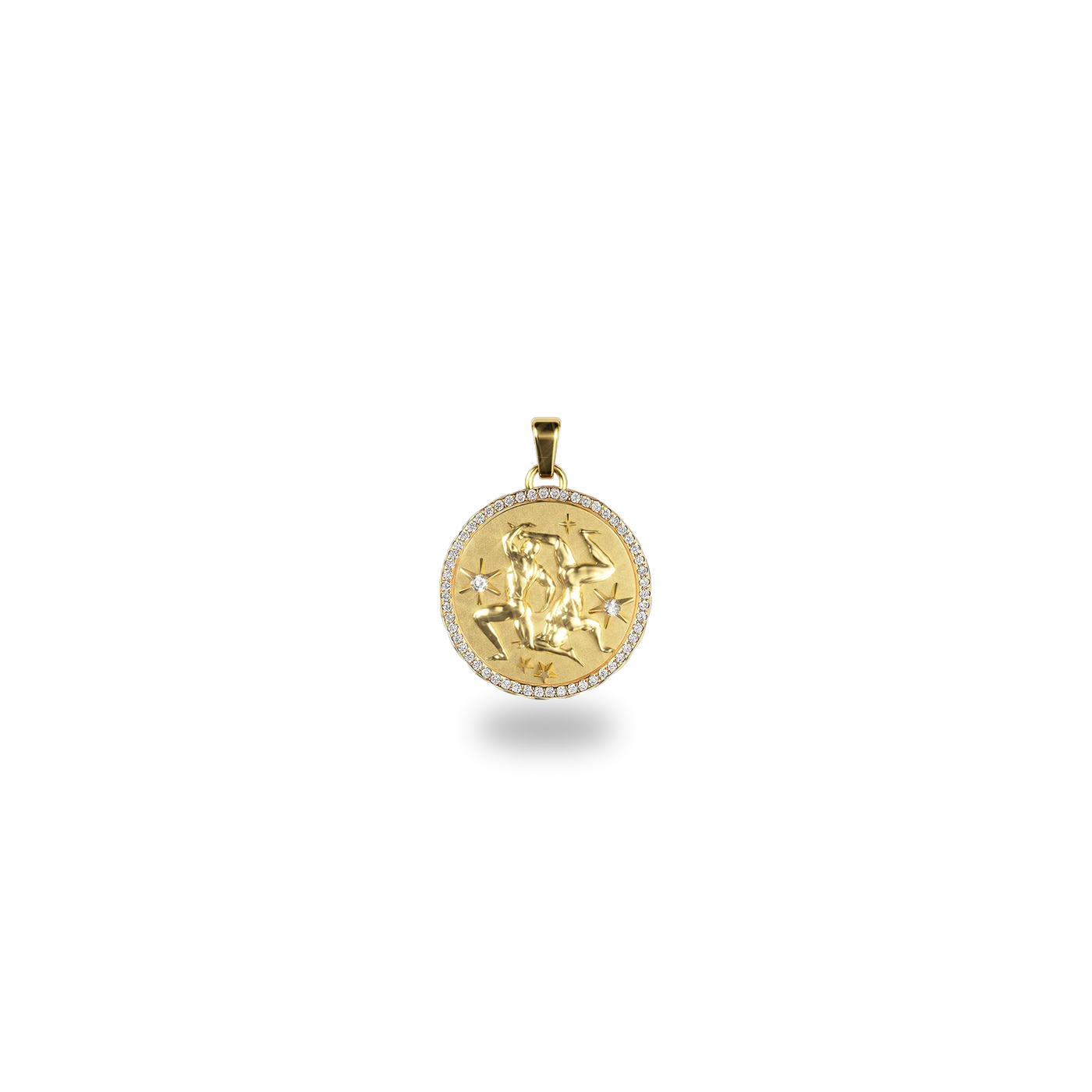 Gemini Amulet Pendant With Pave Diamond Rim - PASCAL