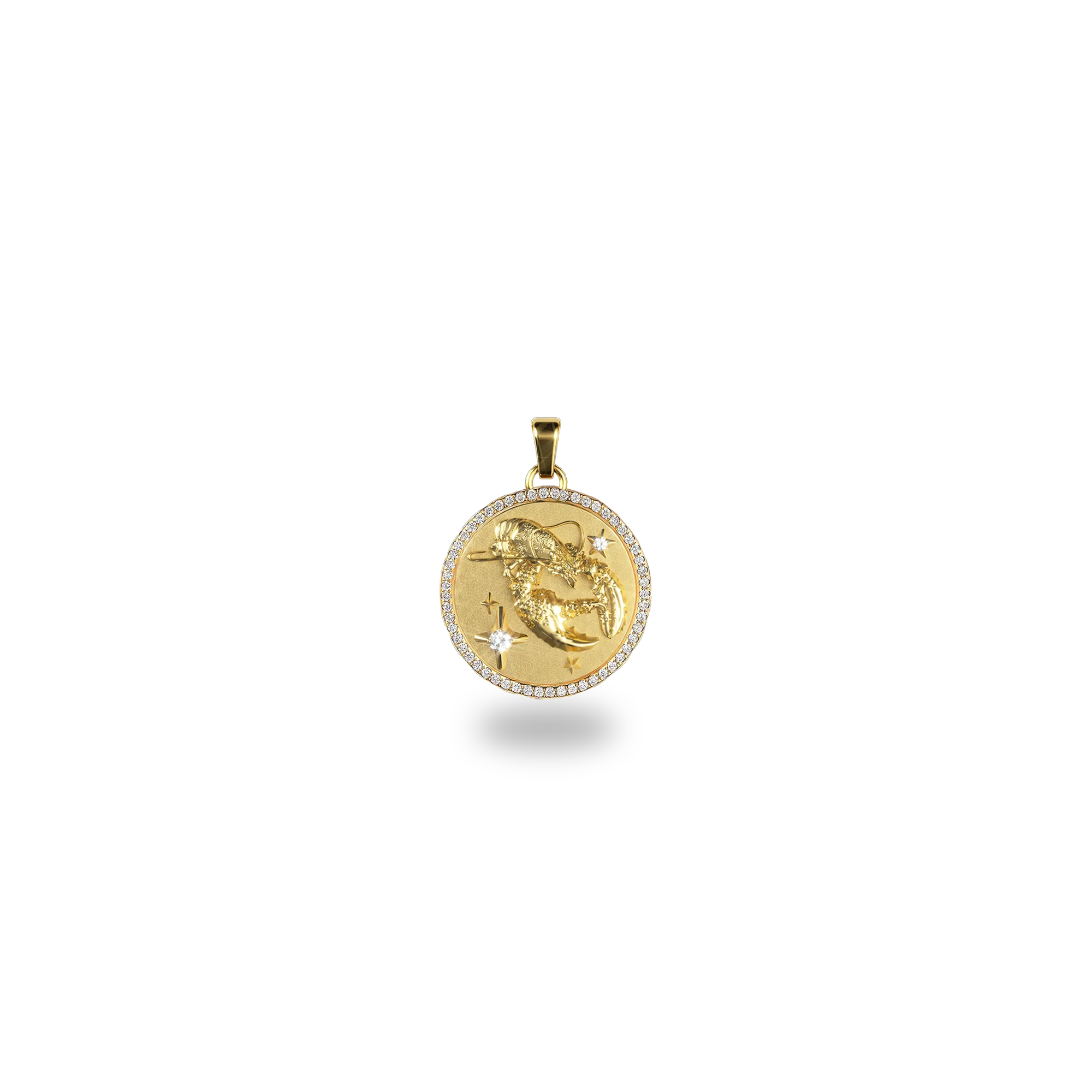 Cancer Amulet Pendant With Pave Diamond Rim - PASCAL