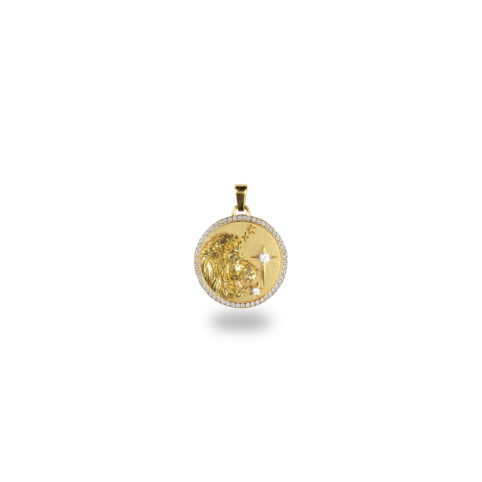 Leo Amulet Pendant With Pave Diamond Rim - PASCAL