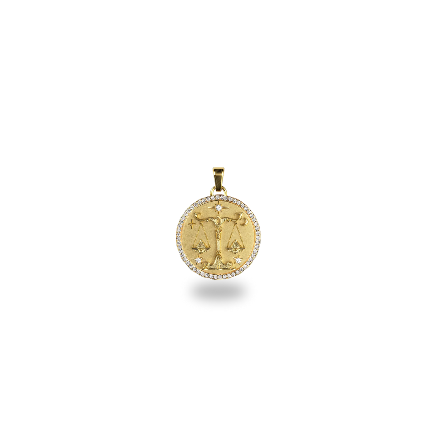 Libra Amulet Pendant With Pave Diamond Rim - PASCAL