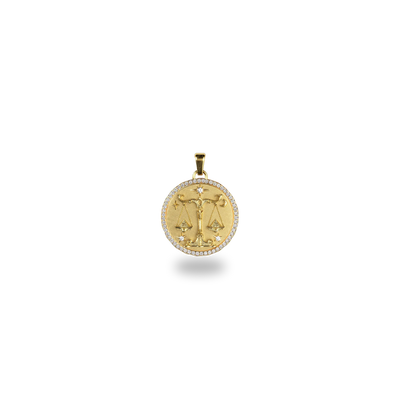 Libra Amulet Pendant With Pave Diamond Rim - PASCAL