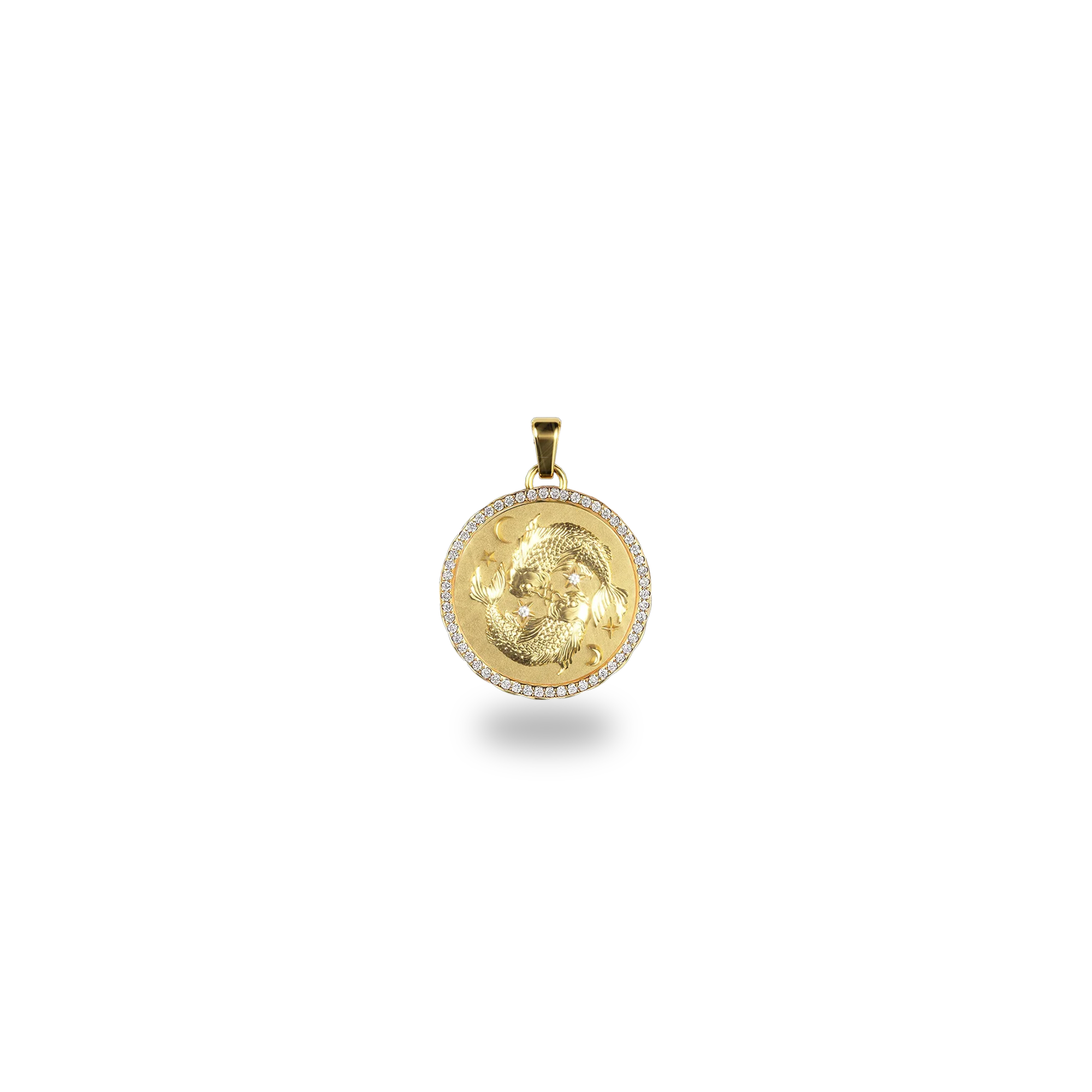Pisces Amulet Pendant With Pave Diamond Rim - PASCAL