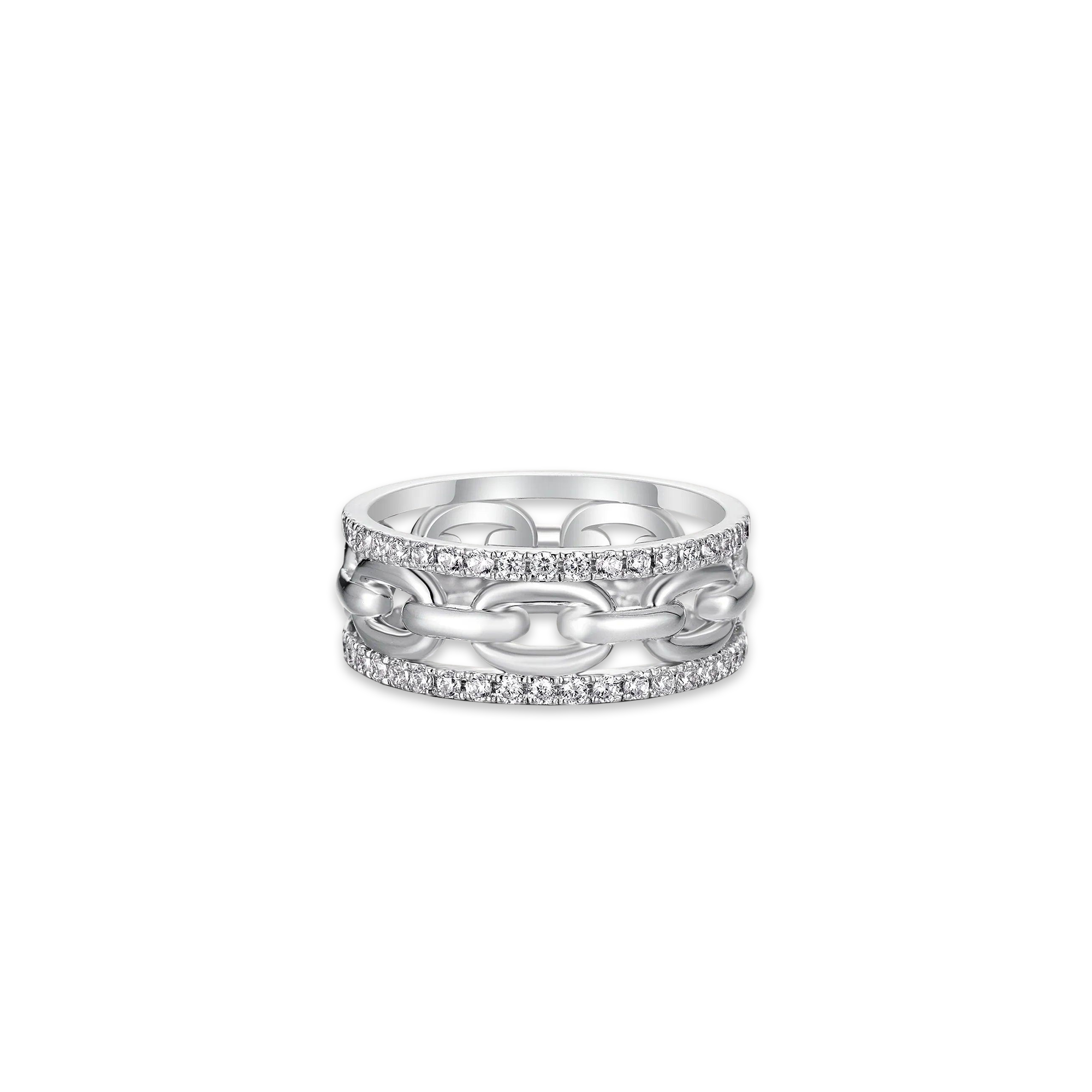 White Gold Fusion Diamond Promise Ring classic pave diamond chain#color_18k-white-gold-vermeil