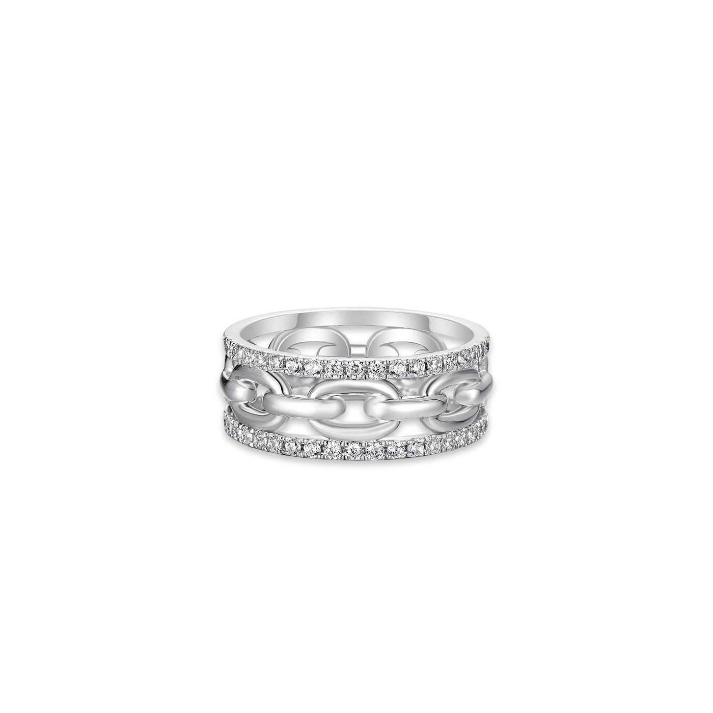 White Gold Fusion Diamond Promise Ring classic pave diamond chain#color_18k-white-gold-vermeil