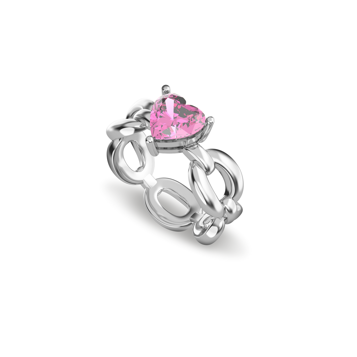 Heart Gemstone Promise Chain Ring