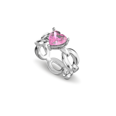 Heart Gemstone Promise Chain Ring