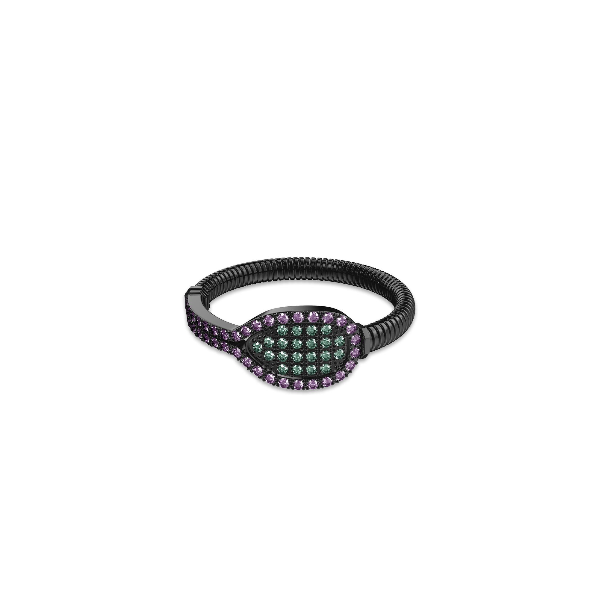 'The Tennis' SW19 Titanium Ring, Purple Diamond Pavé - PASCAL#color_black-titanium-purple-green-diamonds