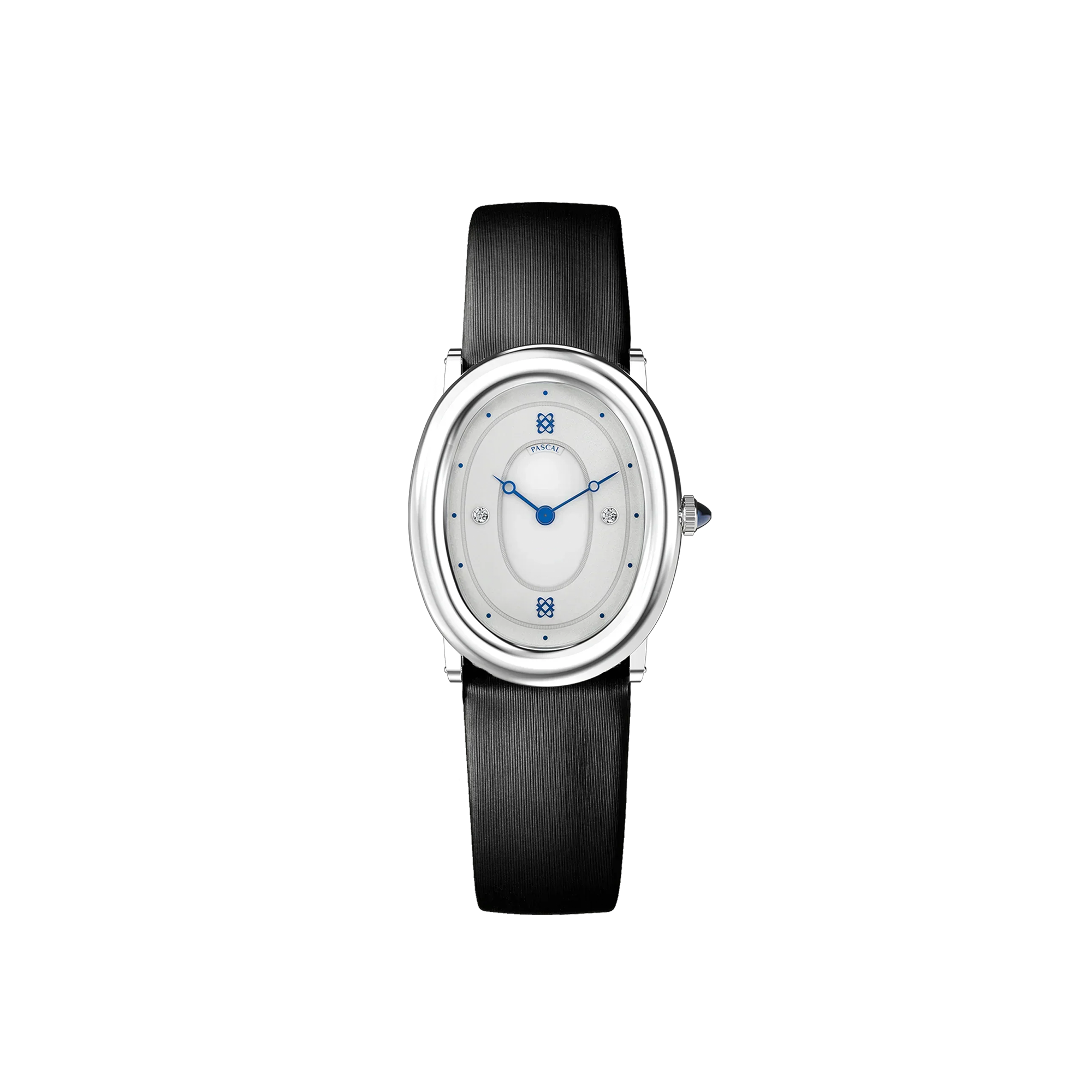 Oval Bubble Diamond Watch (24mm x 30mm) in Azure Frost - PASCAL#band-style_vintage-leather-watch-band-onyx