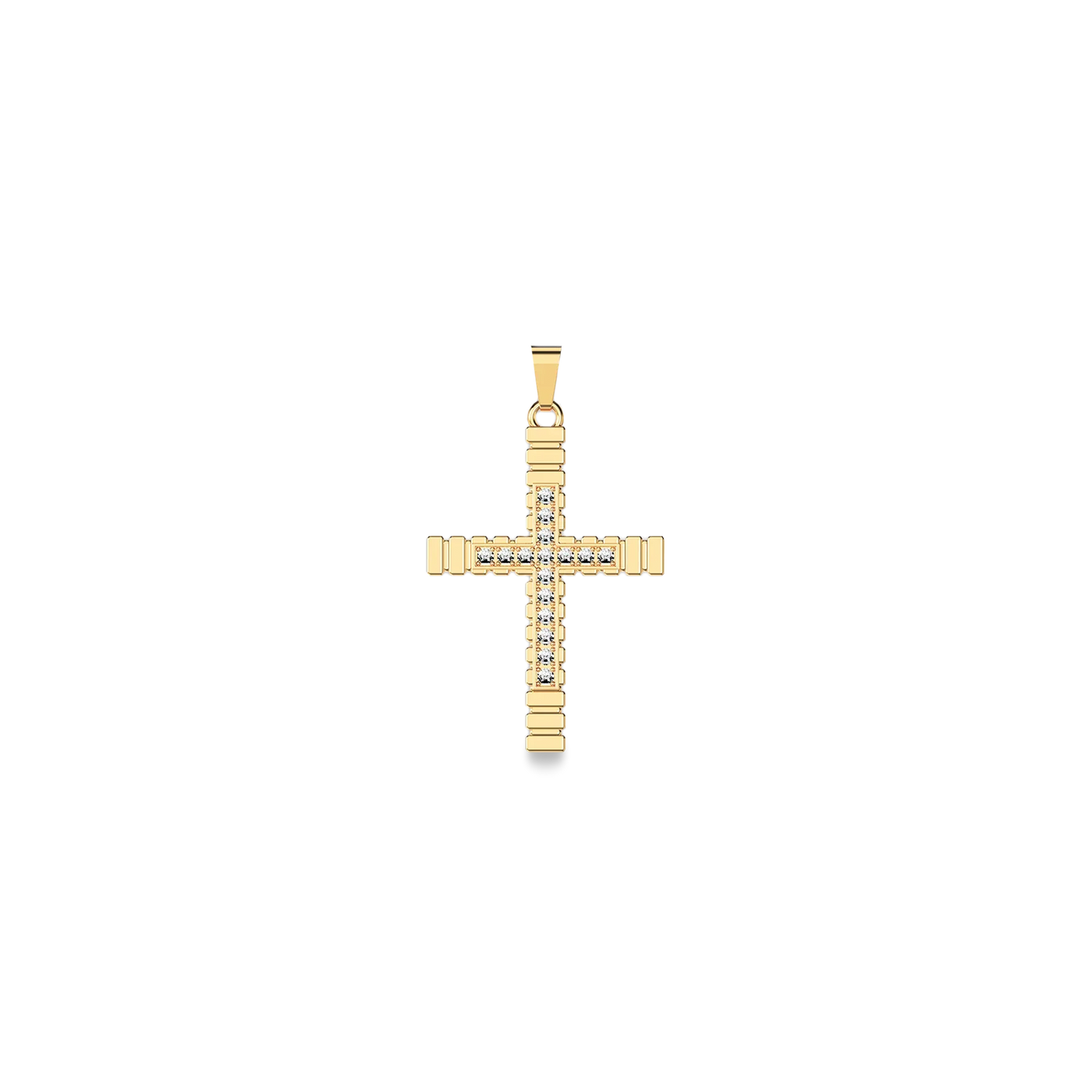 Fence Diamond Cross Pendant - PASCAL#color_18k-yellow-gold-vermeil-white-diamond