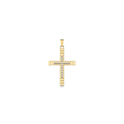 Fence Diamond Cross Pendant - PASCAL#color_18k-yellow-gold-vermeil-white-diamond