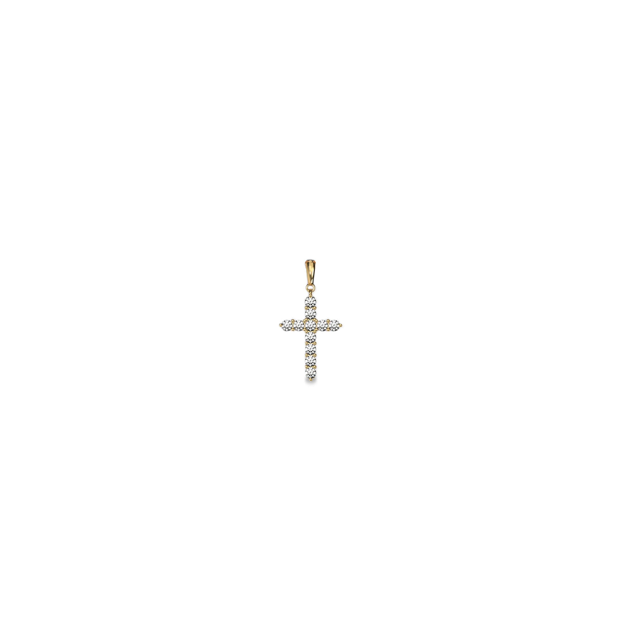 Prong Set Diamond Cross Pendant - PASCAL#color_18k-yellow-gold-vermeil-white-diamond