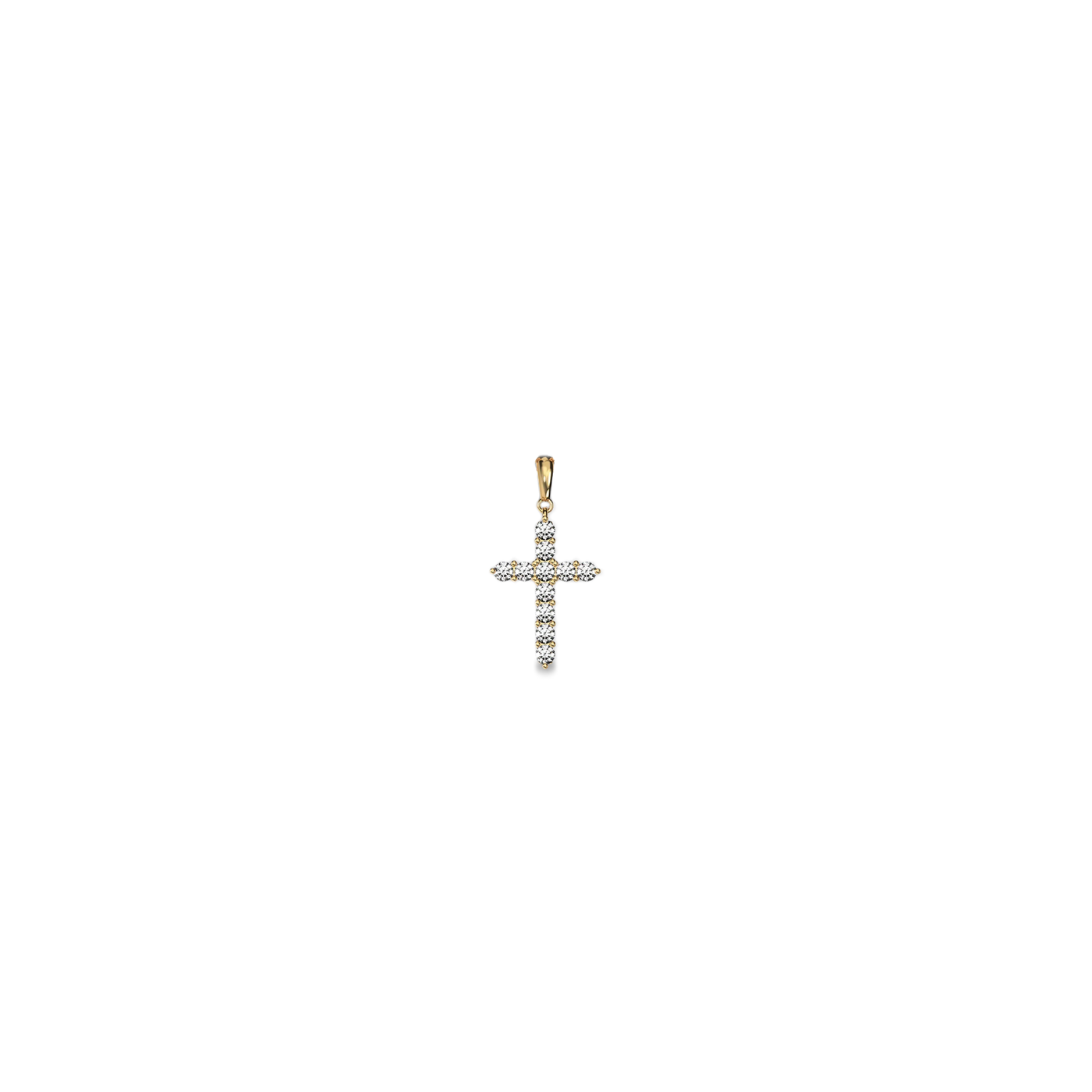 Prong Set Diamond Cross Pendant - PASCAL#color_18k-yellow-gold-vermeil-white-diamond