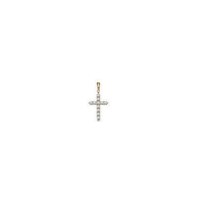 Prong Set Diamond Cross Pendant - PASCAL#color_18k-yellow-gold-vermeil-white-diamond
