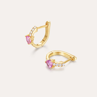 Hermosos pendientes de diamantes con piedra preciosa en forma de corazón