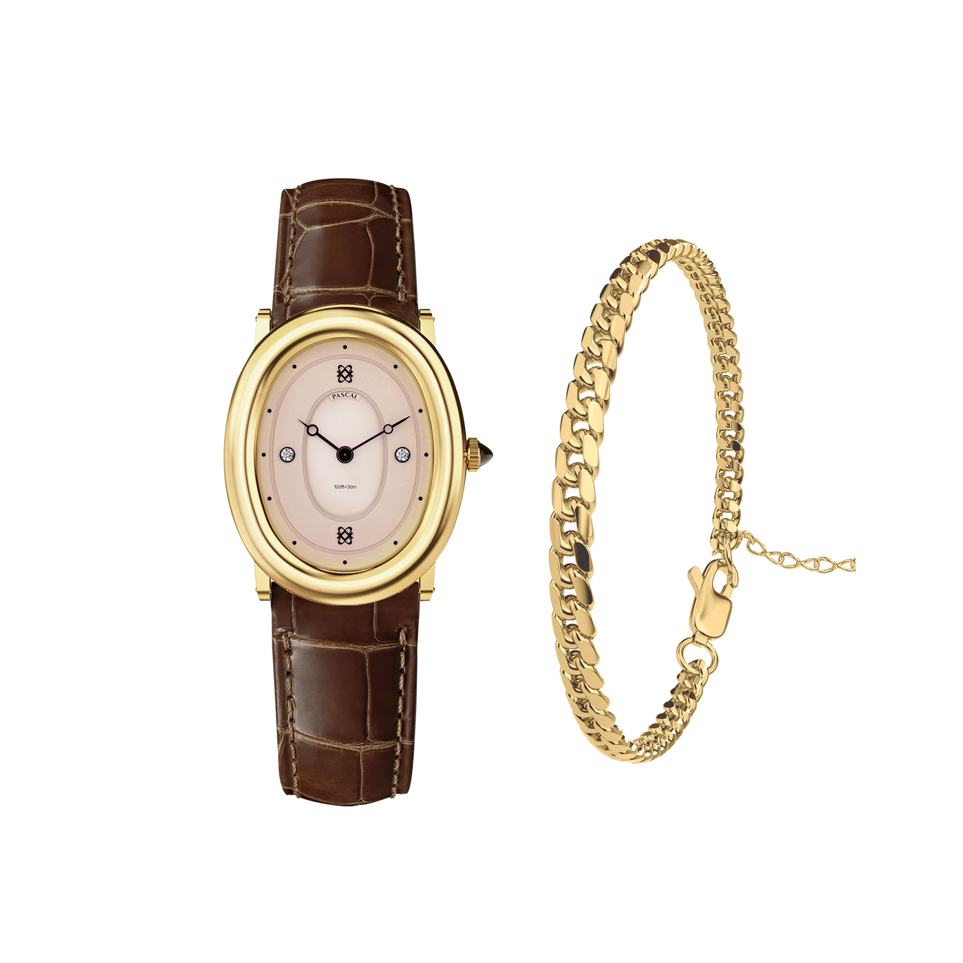 Ovaler Bubble Diamant Uhr Geschenkset