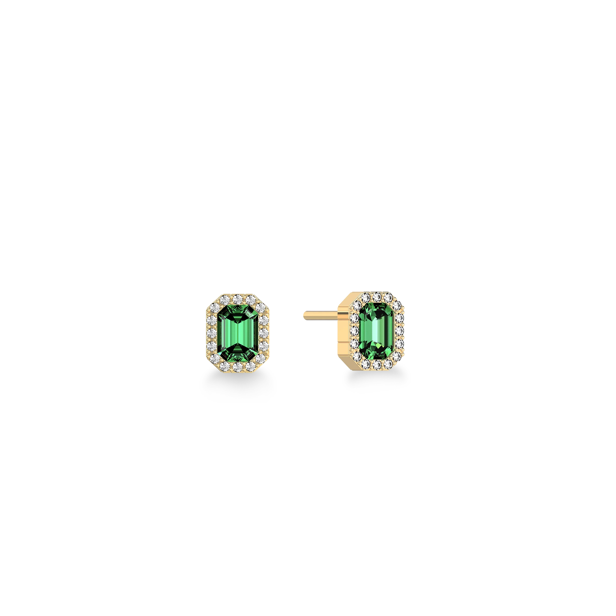 'Coastal Oasis' Gemstone Halo Diamond Stud Earrings