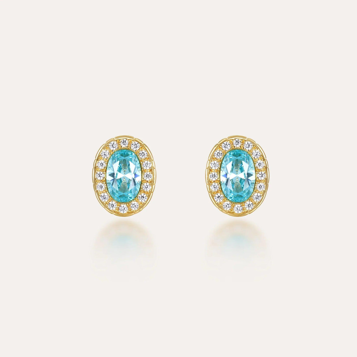 'Coastal Oasis' Gemstone Halo Diamond Stud Earrings