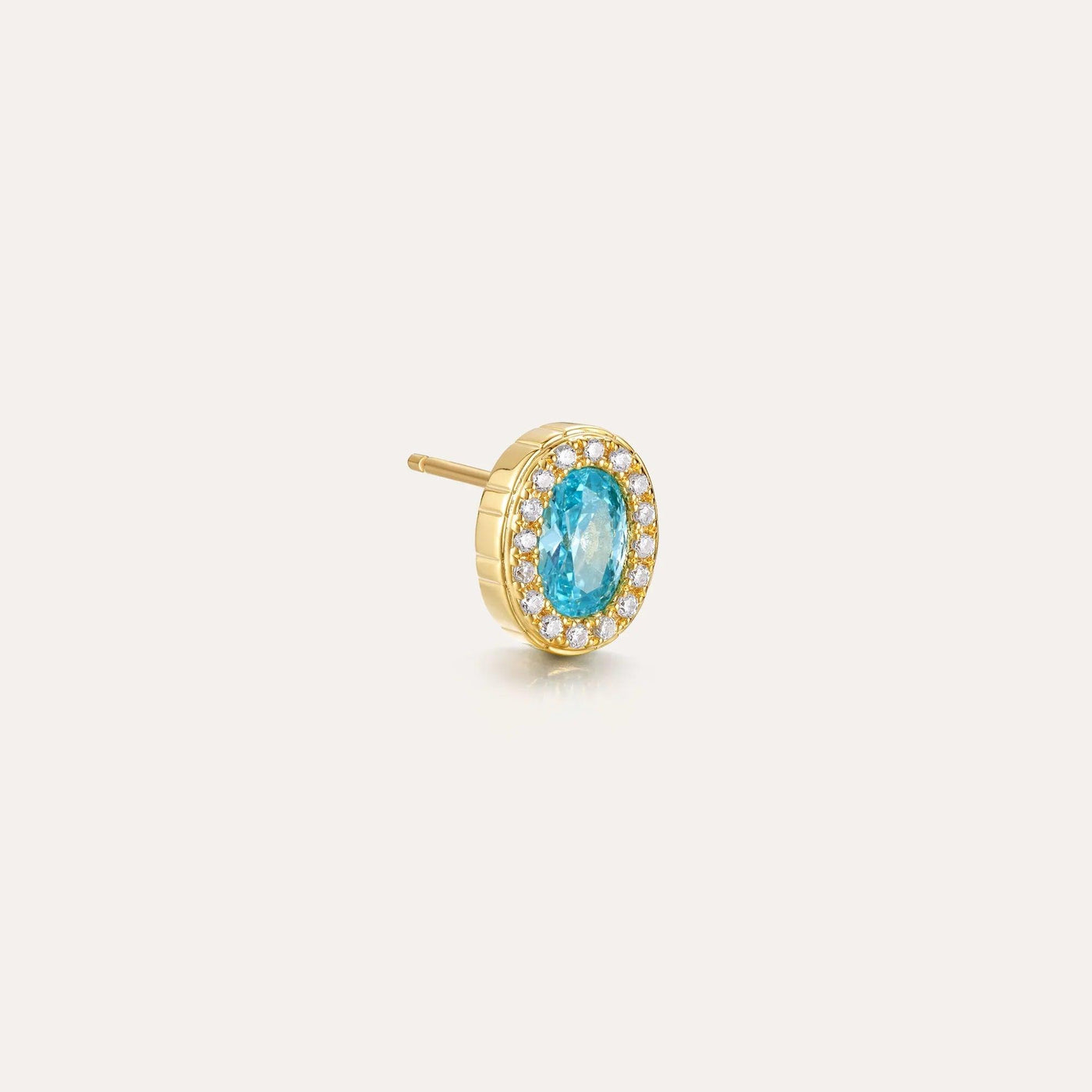 'Coastal Oasis' Gemstone Halo Diamond Stud Earrings