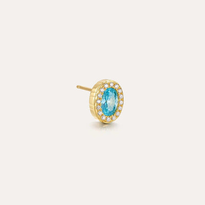 'Coastal Oasis' Gemstone Halo Diamond Stud Earrings