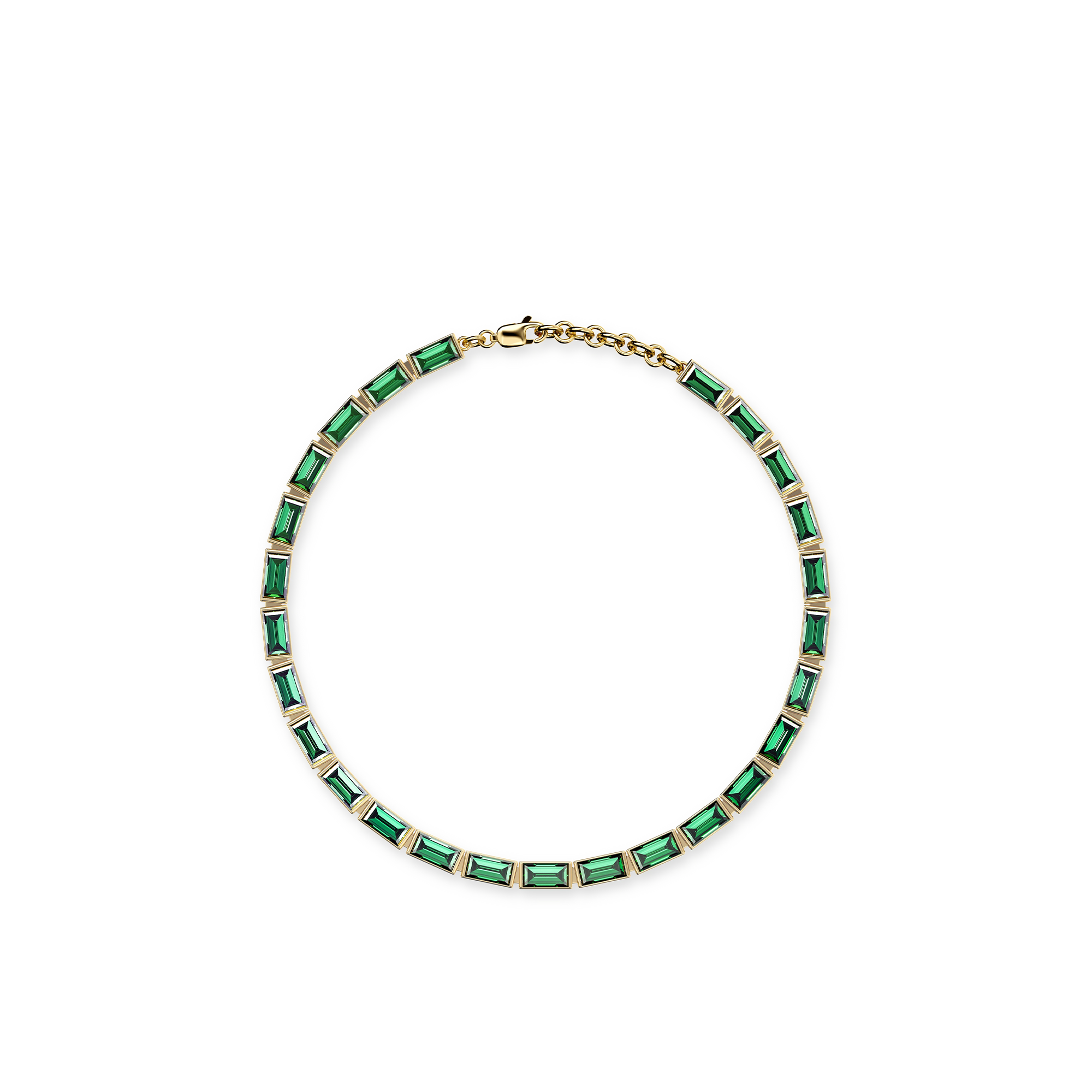 Coastal Oasis Baguette Gemstone Tennis Bracelet - PASCAL#color_18k-yellow-gold-vermeil-green