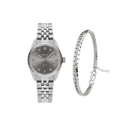 Zeitloses klassisches Diamant-Uhr-Geschenkset