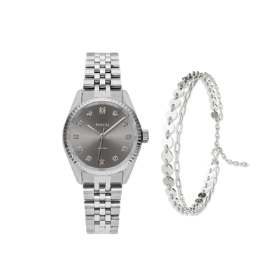 Zeitloses klassisches Diamant-Uhr-Geschenkset