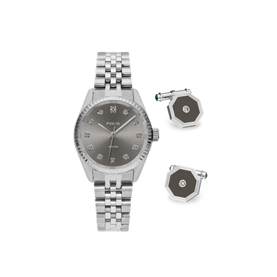 Zeitloses klassisches Diamant-Uhr-Geschenkset