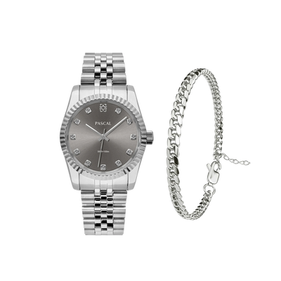 Zeitloses klassisches Diamant-Uhr-Geschenkset