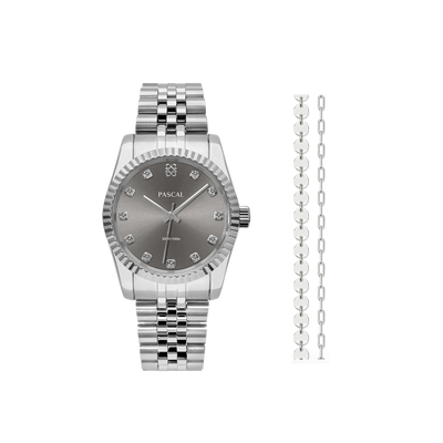 Zeitloses klassisches Diamant-Uhr-Geschenkset