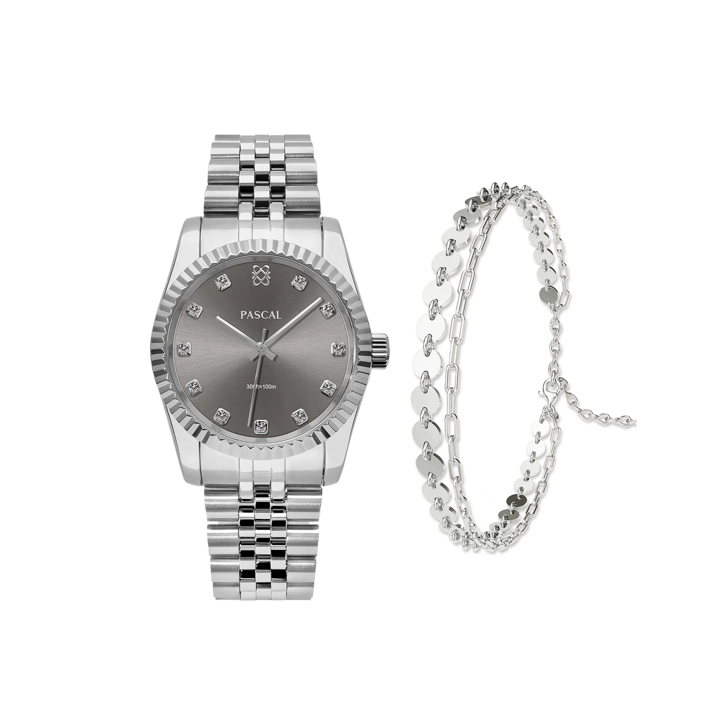 Zeitloses klassisches Diamant-Uhr-Geschenkset