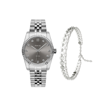 Zeitloses klassisches Diamant-Uhr-Geschenkset