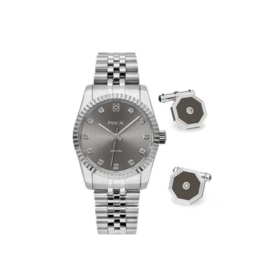 Zeitloses klassisches Diamant-Uhr-Geschenkset