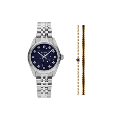 Zeitloses klassisches Diamant-Uhr-Geschenkset