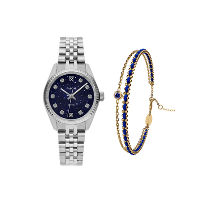 Zeitloses klassisches Diamant-Uhr-Geschenkset