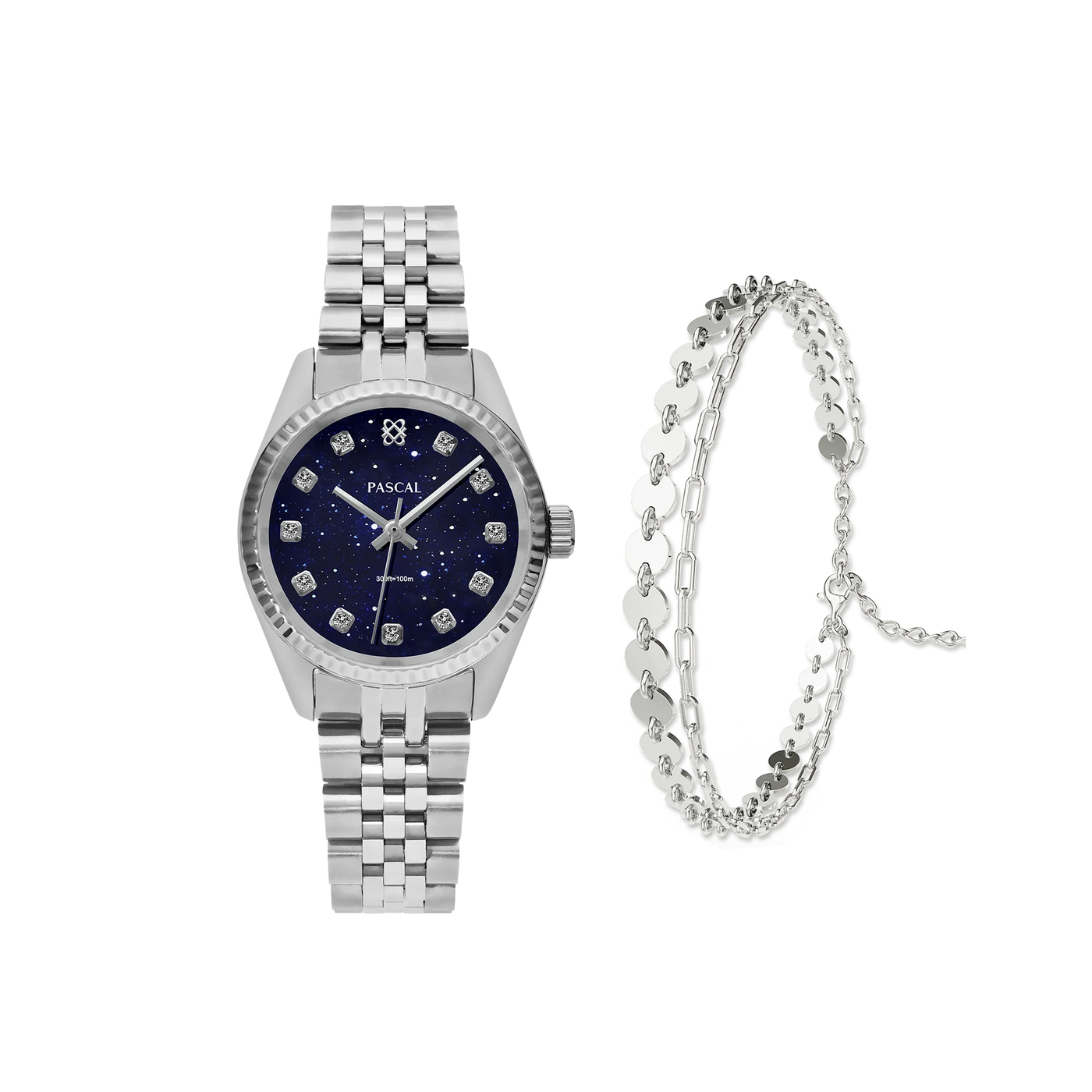 Zeitloses klassisches Diamant-Uhr-Geschenkset