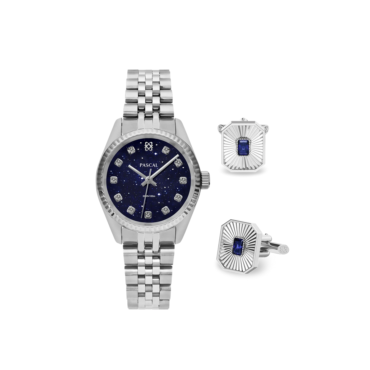 Zeitloses klassisches Diamant-Uhr-Geschenkset