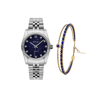 Zeitloses klassisches Diamant-Uhr-Geschenkset