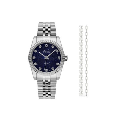 Zeitloses klassisches Diamant-Uhr-Geschenkset