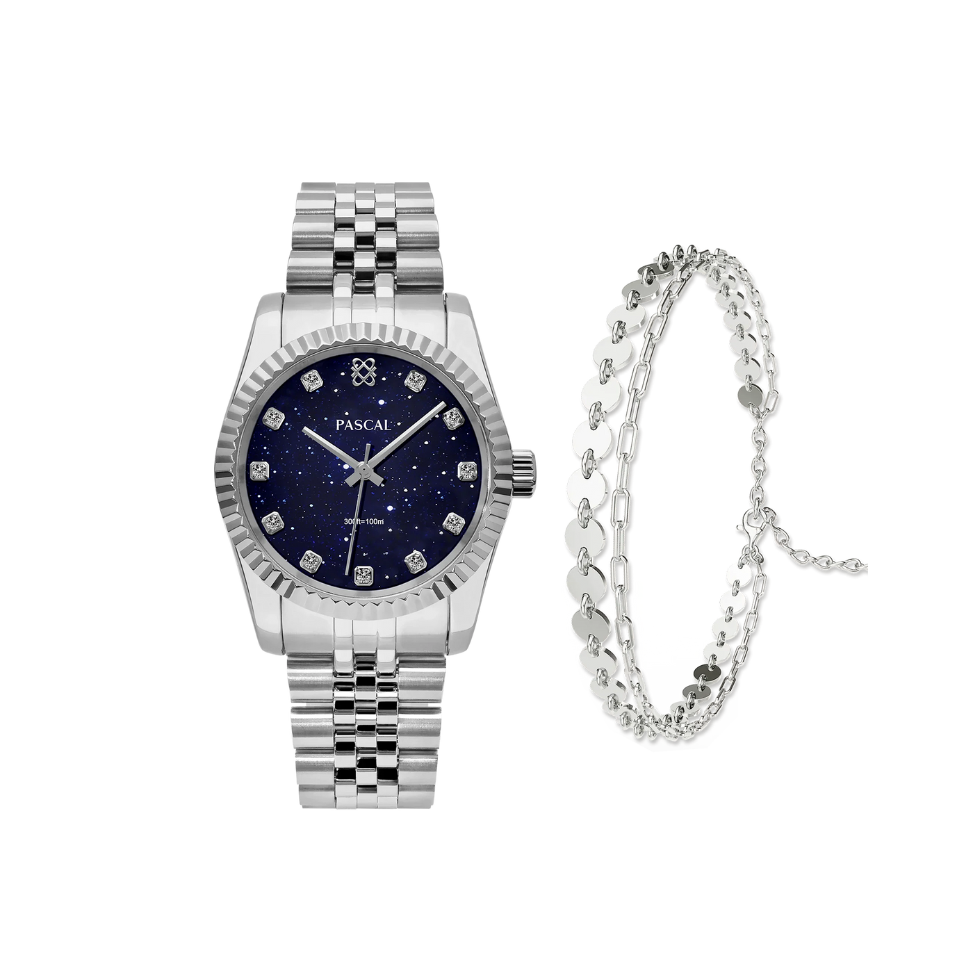 Zeitloses klassisches Diamant-Uhr-Geschenkset