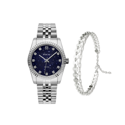 Zeitloses klassisches Diamant-Uhr-Geschenkset