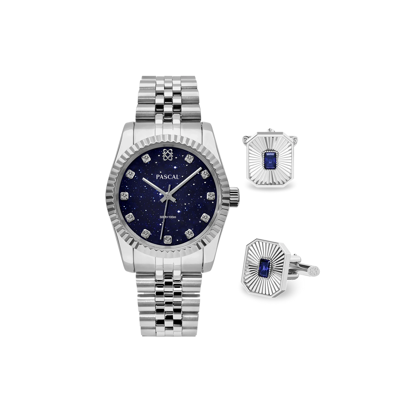 Zeitloses klassisches Diamant-Uhr-Geschenkset