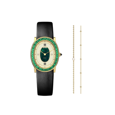 Set de regalo de reloj ovalado con halo de diamantes