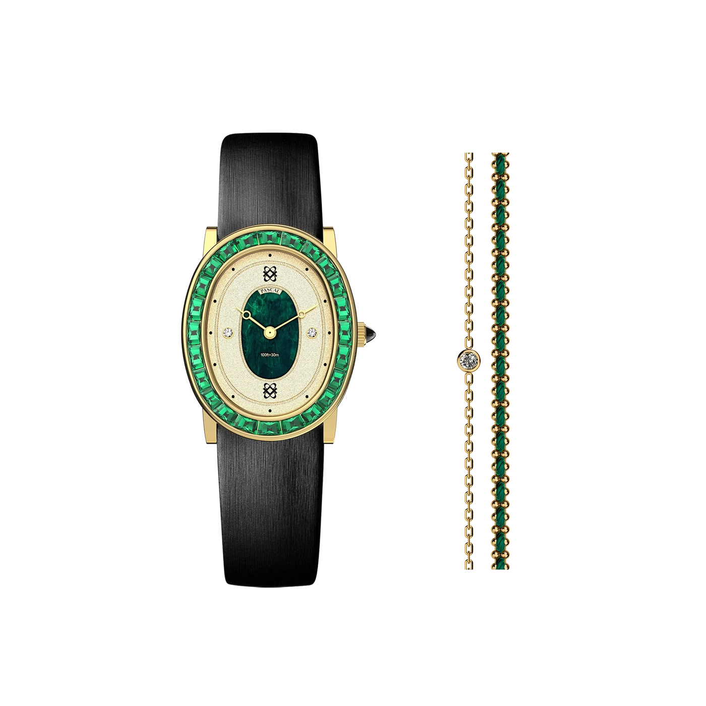 Set de regalo de reloj ovalado con halo de diamantes